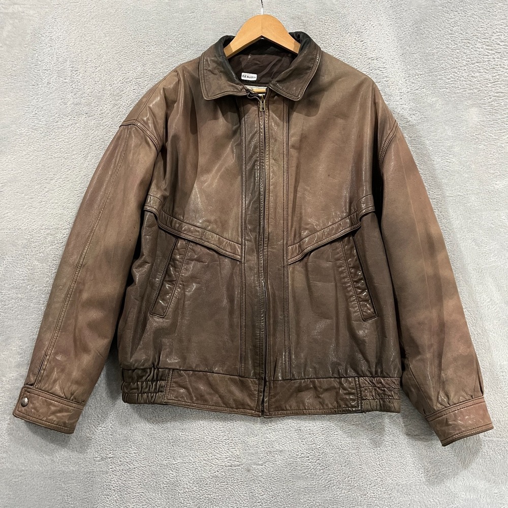 Vintage‎ Luis Alvear Men XL Brown Leather Bomber Biker Aviator Western 90s
